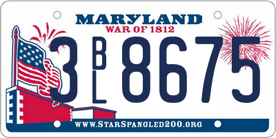 MD license plate 3BL8675