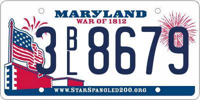MD license plate 3BL8679