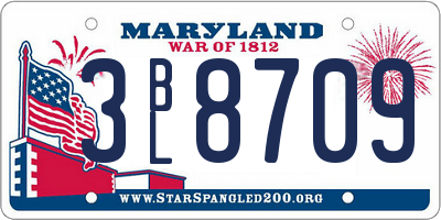 MD license plate 3BL8709