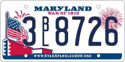 MD license plate 3BL8726