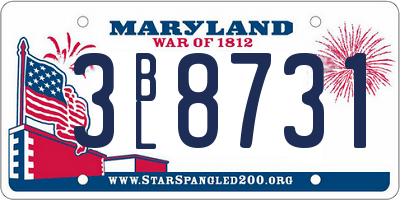 MD license plate 3BL8731