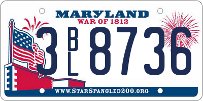 MD license plate 3BL8736