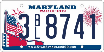 MD license plate 3BL8741