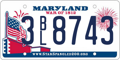 MD license plate 3BL8743