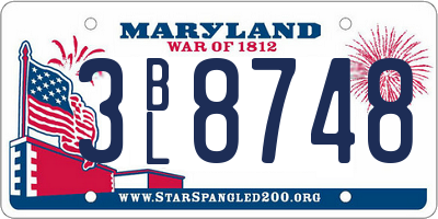 MD license plate 3BL8748