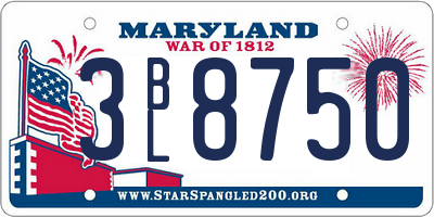 MD license plate 3BL8750