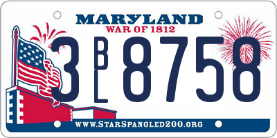 MD license plate 3BL8758
