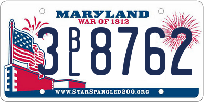 MD license plate 3BL8762