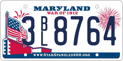 MD license plate 3BL8764