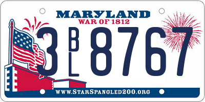 MD license plate 3BL8767