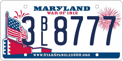 MD license plate 3BL8777