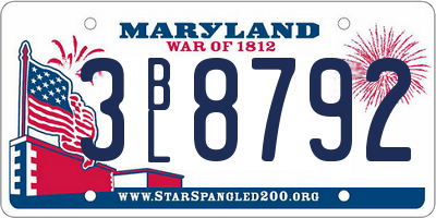 MD license plate 3BL8792