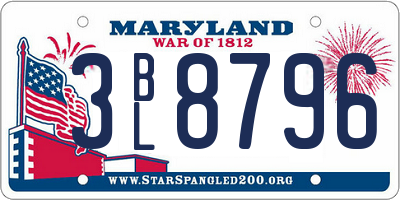 MD license plate 3BL8796