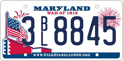 MD license plate 3BL8845