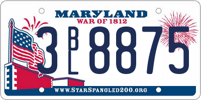 MD license plate 3BL8875