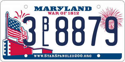 MD license plate 3BL8879