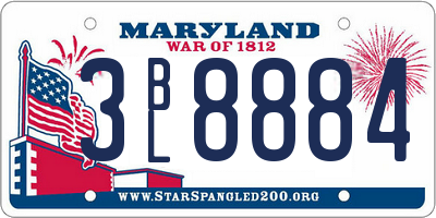 MD license plate 3BL8884