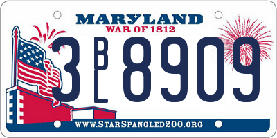 MD license plate 3BL8909