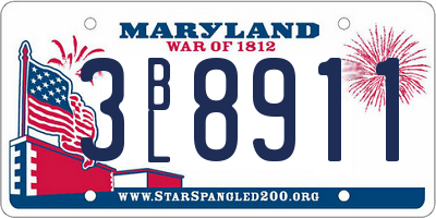 MD license plate 3BL8911