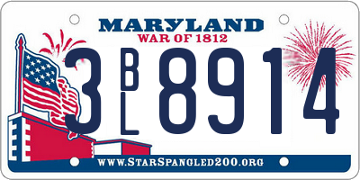 MD license plate 3BL8914