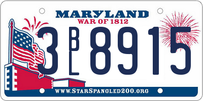 MD license plate 3BL8915