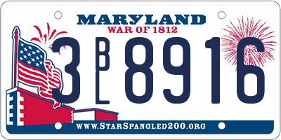 MD license plate 3BL8916