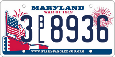 MD license plate 3BL8936