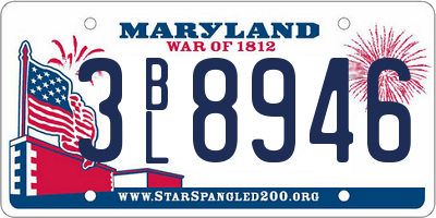 MD license plate 3BL8946