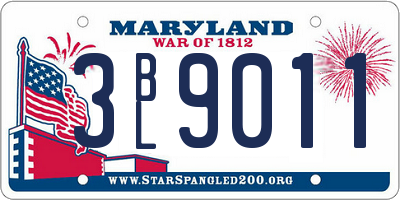 MD license plate 3BL9011
