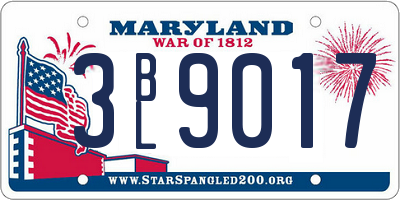 MD license plate 3BL9017