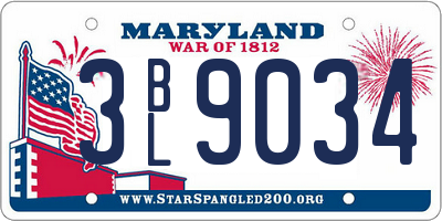 MD license plate 3BL9034