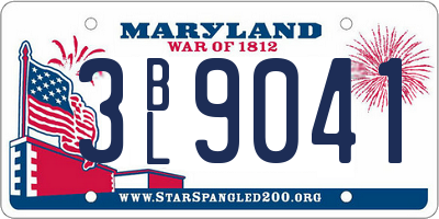 MD license plate 3BL9041