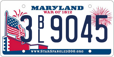MD license plate 3BL9045