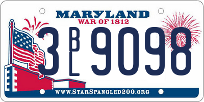 MD license plate 3BL9098