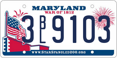 MD license plate 3BL9103
