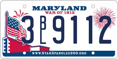 MD license plate 3BL9112