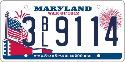 MD license plate 3BL9114