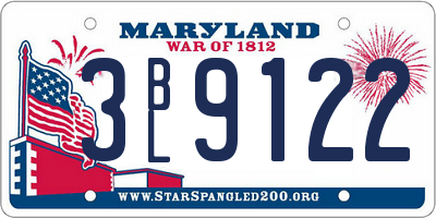 MD license plate 3BL9122