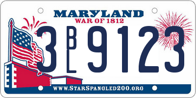 MD license plate 3BL9123