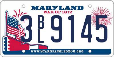 MD license plate 3BL9145