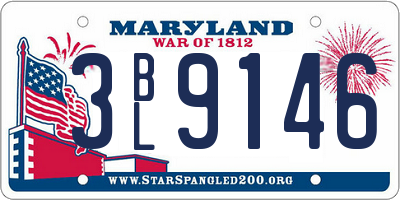 MD license plate 3BL9146
