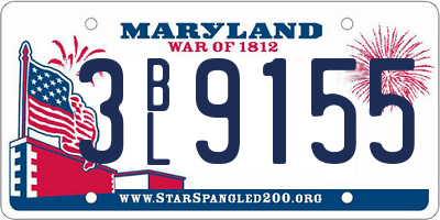 MD license plate 3BL9155