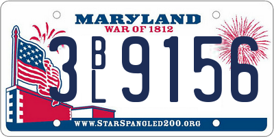 MD license plate 3BL9156