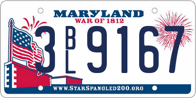 MD license plate 3BL9167