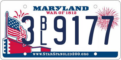 MD license plate 3BL9177