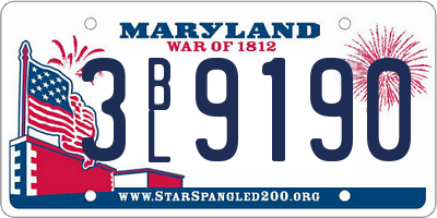 MD license plate 3BL9190