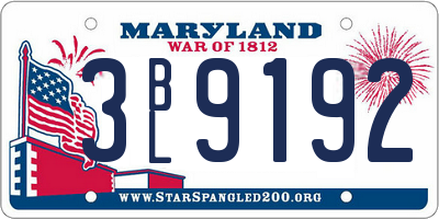 MD license plate 3BL9192