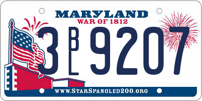 MD license plate 3BL9207