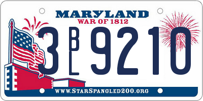 MD license plate 3BL9210
