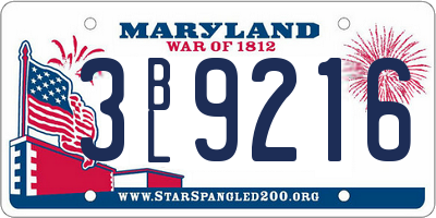 MD license plate 3BL9216